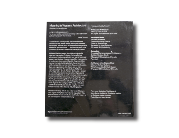 Christian Norberg-Schulz Meaning in Western Architecture