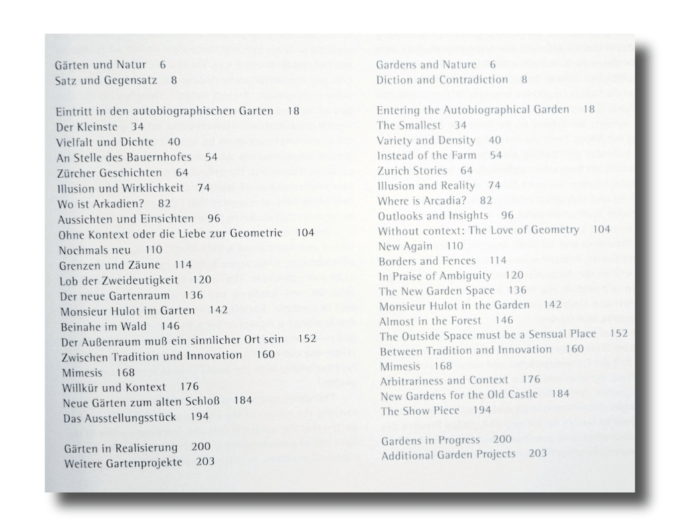 Dieter Kienast: Gardens (Gärten, Birkhäuser 1997), photos by Christian Vogt.