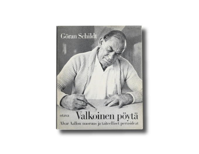 Valkoinenpoyta-kansi Göran Schildt: Alvar Aalto – Valkoinen pöytä (Otava, 1982)