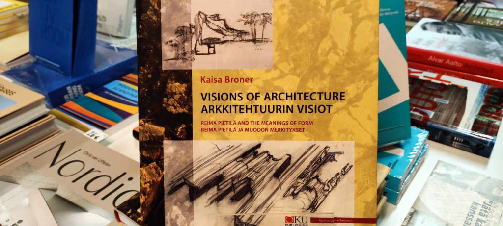 Kaisa Bronerin Reima Pietilä -kirja esillä bookm-ark.info-arkkitehtuurikirjakaupassa.