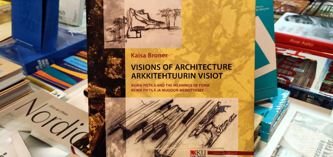 Kaisa Bronerin Reima Pietilä -kirja esillä bookm-ark.info-arkkitehtuurikirjakaupassa.