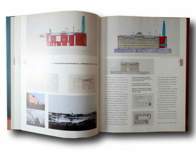 Pohjoinen-arkkitehtuuri-1-auk Photo showing a sample spread of the book Pohjoinen arkkitehtuuri 1