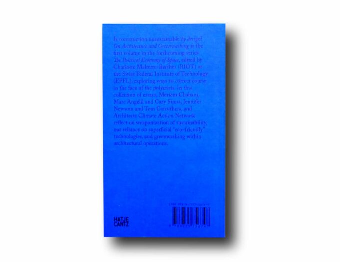 Photo showing a sample spread of the book On Architecture and Greenwashing