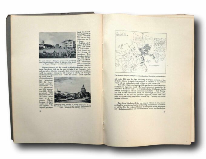 Munksnas-Haga-auk Photo showing a sample spread of the book Munksnäs-Haga och Stor-Helsingfors: Stadsplansstudier och förslag