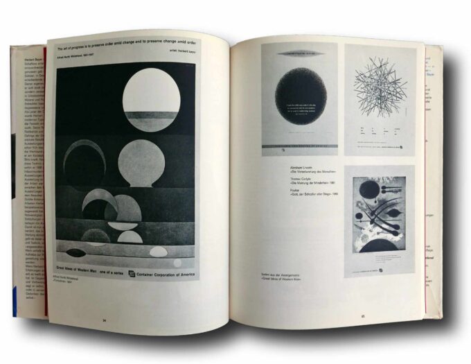 Herbert-Bayer-auk Photo showing a sample spread of the book Herbert Bayer – Das Werk des Künstlers in Europa und USA