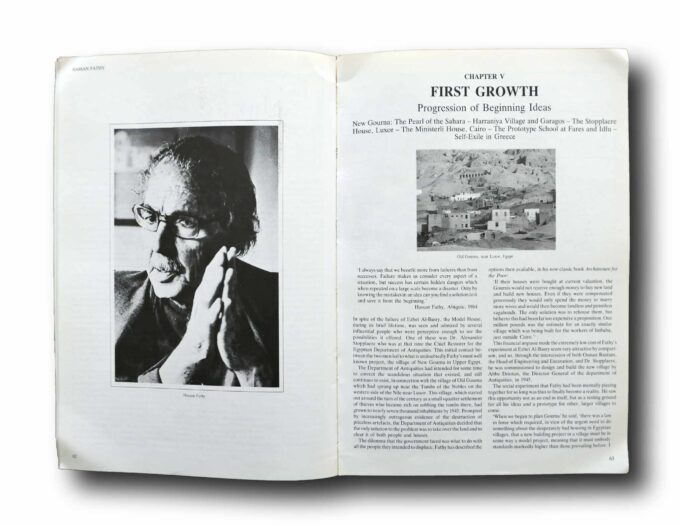 Hassan-Fathy-auk Photo showing a sample spread of the book Architectural Monographs 13: Hassan Fathy