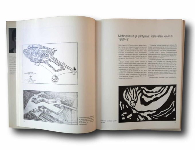 Photo showing a sample spread of the book Matti Visanti: Kuvataiteiden monitaitaja