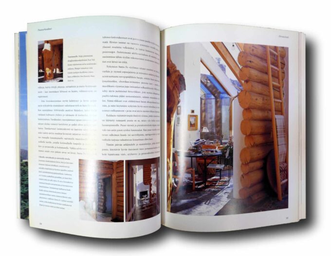 Puutalot-Hirsimokeista-rantahuviloihin-auk Photo showing a sample spread of the book Puutalot