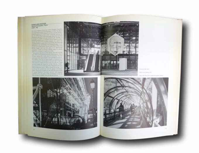 Photo showing a sample spread of the book Architecture in the Seventies
