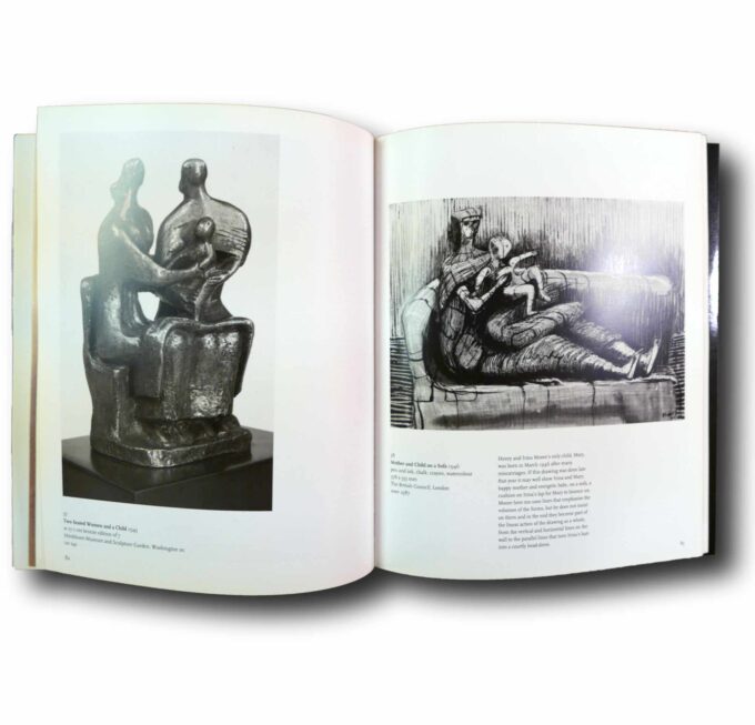Henry-Moore-Inhimillinen-ulottuvuus-auk Photo showing a sample spread of the book Henry Moore: Inhimillinen ulottuvuus