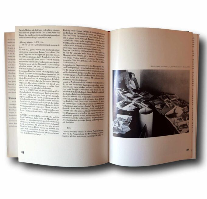 Photo showing a sample spread of the book El Lissitzky