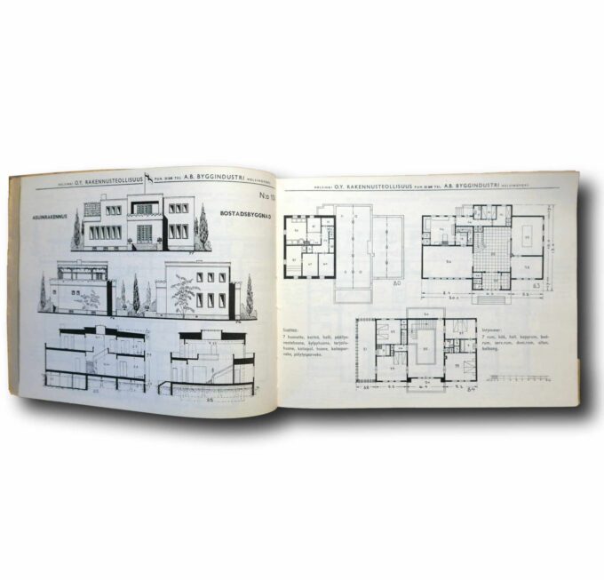Photo showing a sample spread of the book 111 "Eureka" Rakennuksia – Byggnader No 3