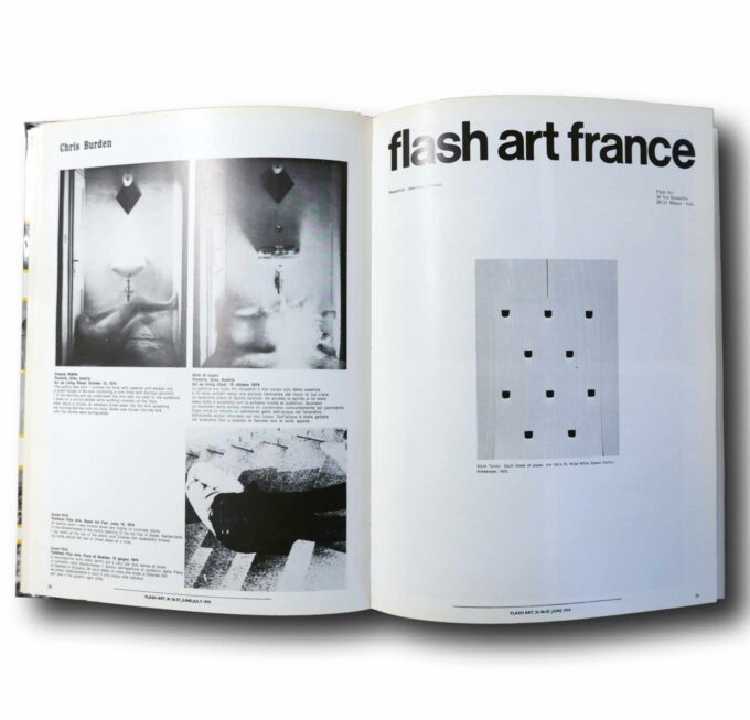 Flash-Art-XXI-auk Photo showing a sample spread of the book Flash Art: Two Decades of History XXI Years